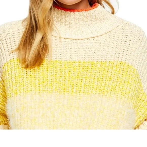 NWOT Free People Yellow Sunbright Slouchy Knit Fuzzy Sweater - Picture 11 of 11
